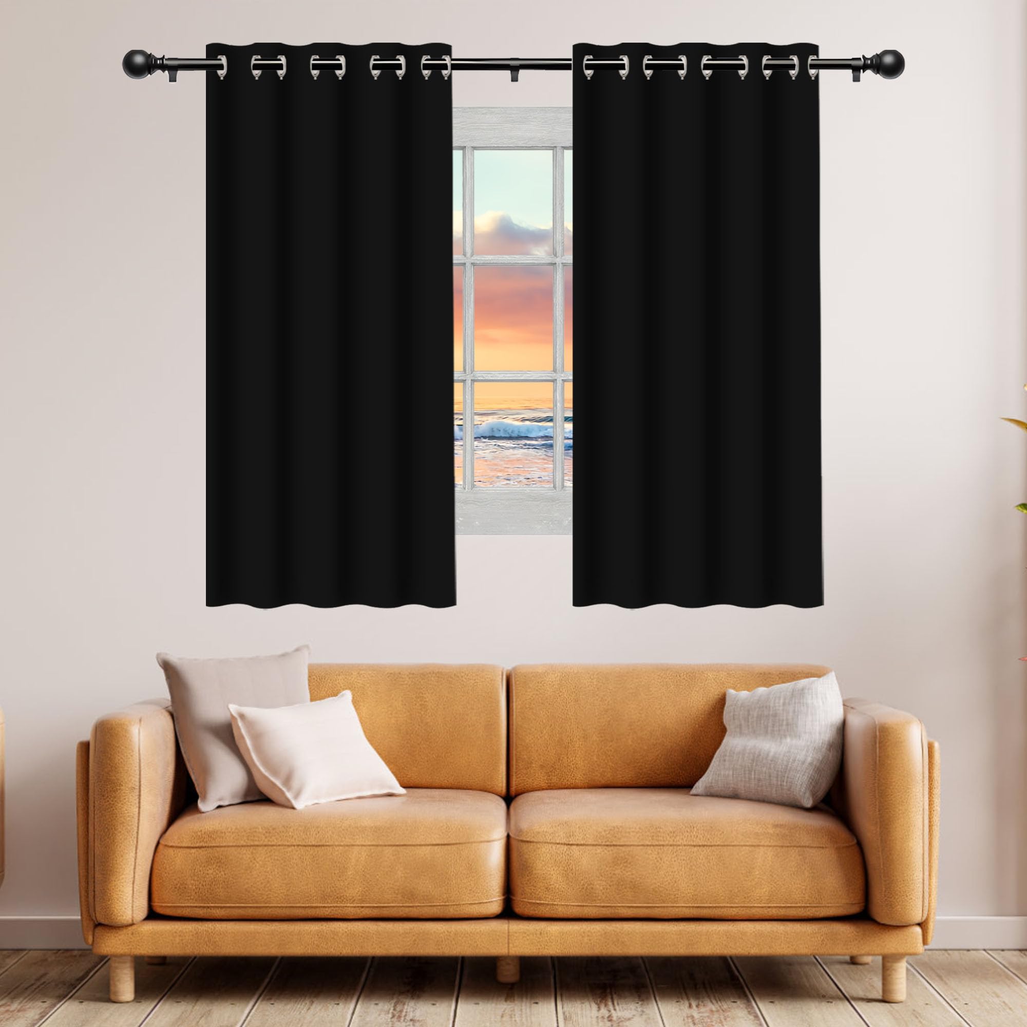 Rideaux occultants thermiques noirs pour isoler la chambre
