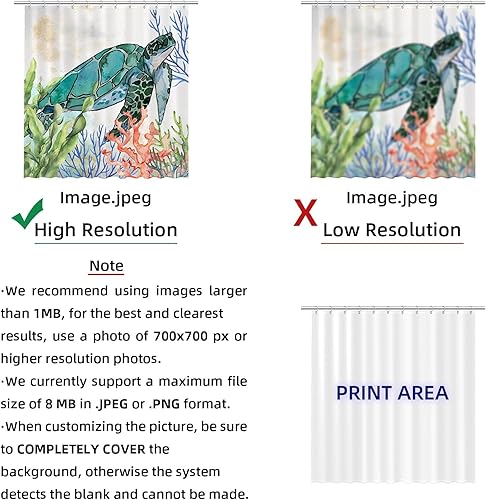 Miniatura 7 de Juego de cortina de ducha decorativa con fotos personalizadas con ganchos, diseño de imagen de bricolaje, tela de poliéster impermeable, personaliza