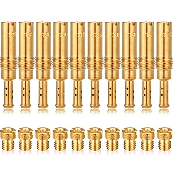 20 Pieces Carburetor Main Jet Kit, Include 10 Pieces Carburetor Main Jet and 10 Pieces Slow Pilot Jet for PWK Keihin OKO CVK PWM Type