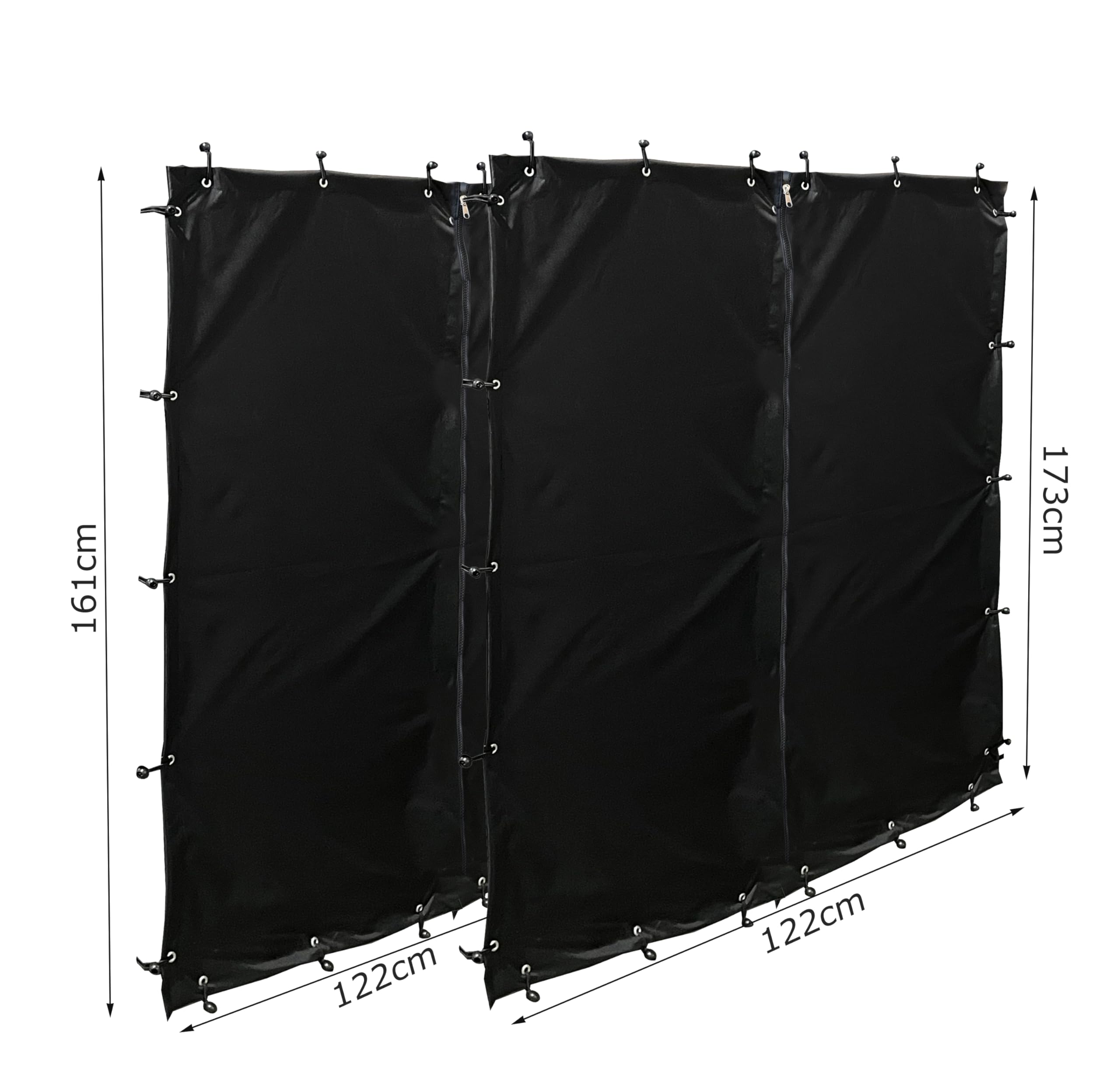 QUICK STAR Ensemble de Protection Contre Les intempéries Mur Avant et arrière PVC Noir pour Support de Bois de Chauffage 130 x 70 x 185 cm