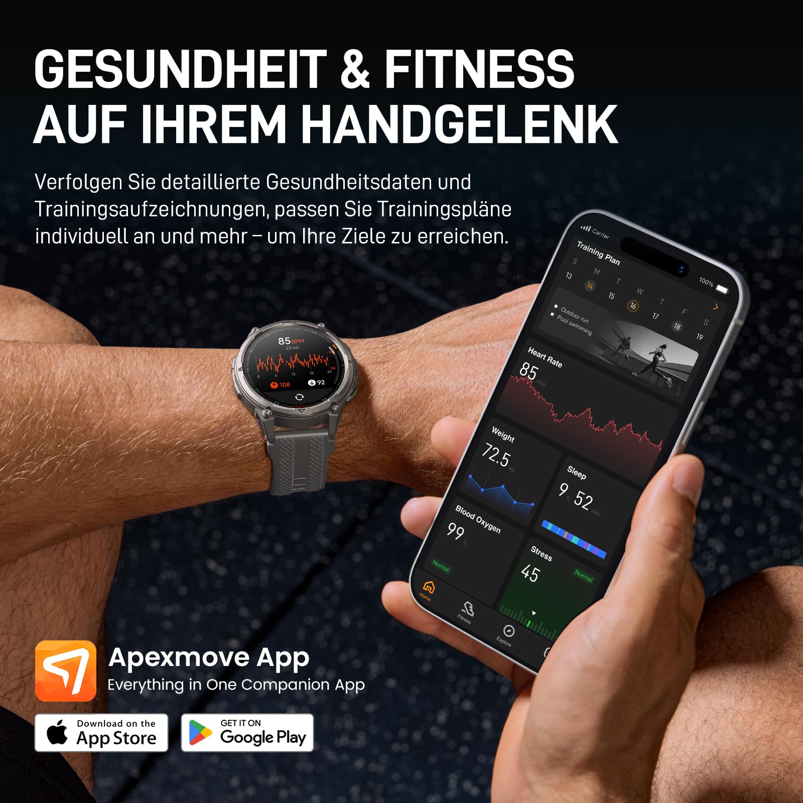 KOSPET ORB 2 GPS Smartwatch Herren Damen 1,43" AMOLED, 5 ATM & IP69 | 16 Tage Akku, 170+ Sportmodi, Gesundheitsfunktionen, LED-Taschenlampe & Walkie-Talkie, Militär Smart Watch für Android/iPhone