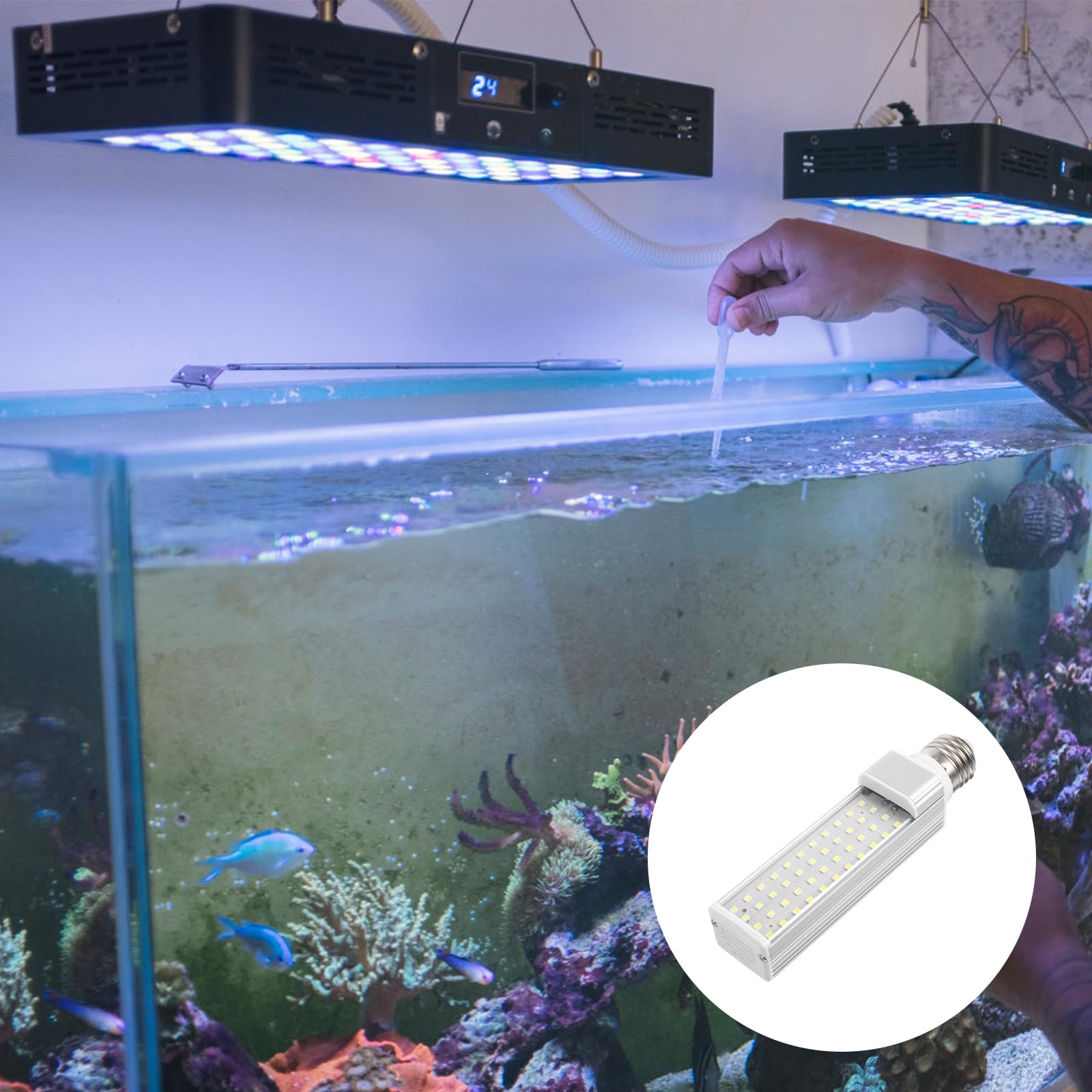 iplusmile Lampadine Acquario - 9W E27 Luce a LED Luci per Acquari - Lampada di risparmio energetico Lampadine a Vite Lampada