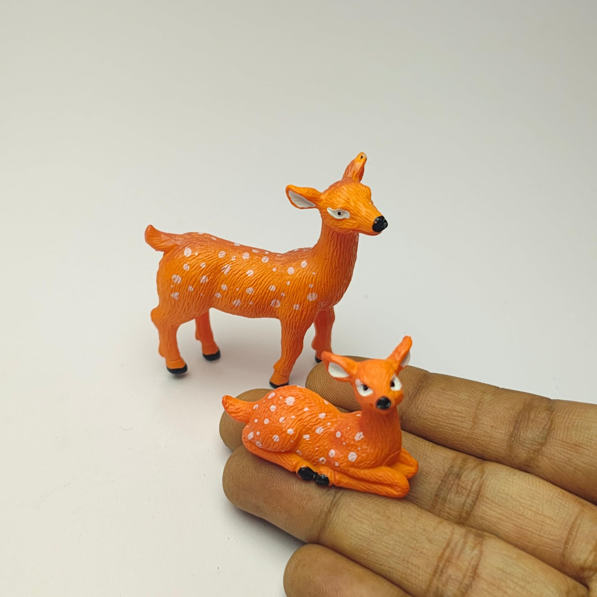 Miniature Deer Figurine Set for Dollhouse | Woodland Deer & Fawn Animal Figures | Forest Theme Miniature Collectible Décor-image-0
