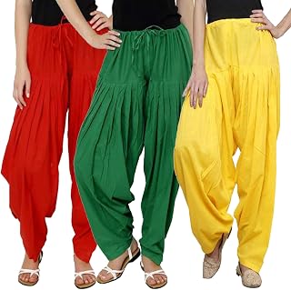 Pixie Full Stitched Readymade Cotton Patiala Salwar for Women/Girls Bottom Combo Pack of 3 with Drawstring Free Size