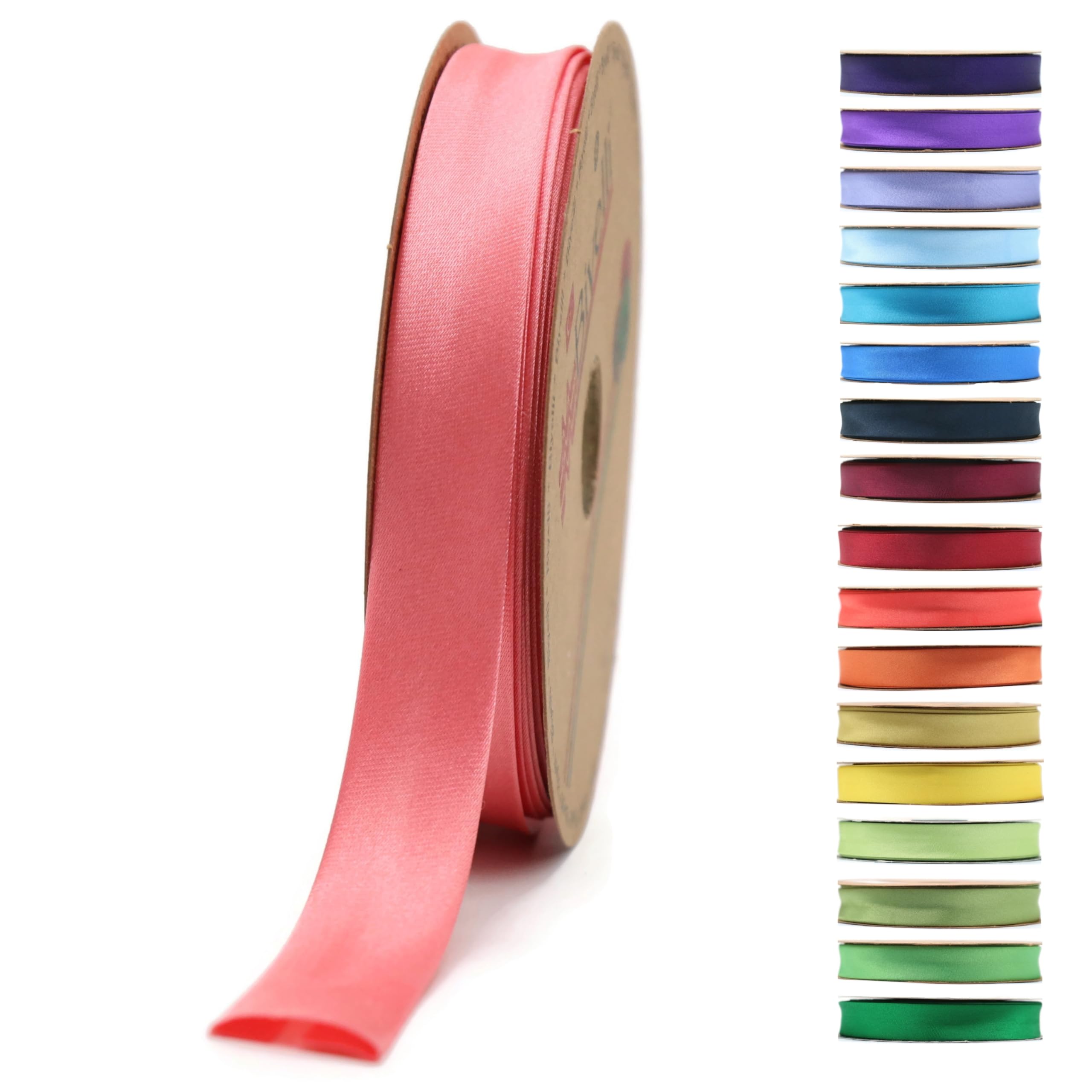 Fold Satin Bias Tape - 99+ Colors - 3/4 Inches Wide - 27 Yards - Fold Satin Binding Bias Ribbon Fabric Piping Bias Binding Tape for Sewing Clothing DIY (63. Puppy Mouth) BYS63