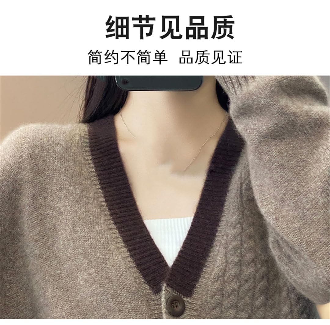 Chaqueta Tipo Cárdigan De Punto De Lana con Cuello En V Y Botones De Manga Larga para Mujer