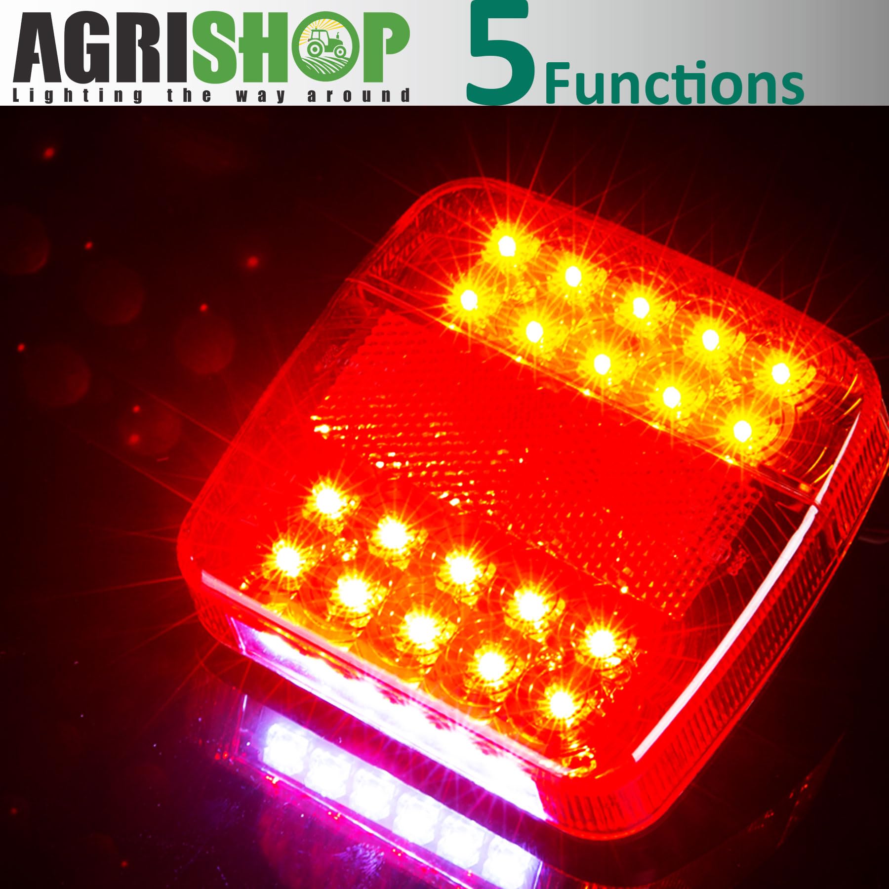 Pilotos Traseros Led Remolque con Imán 12V 5 funciones Luces Remolque Traseras Magneticas Homologados Impermeable