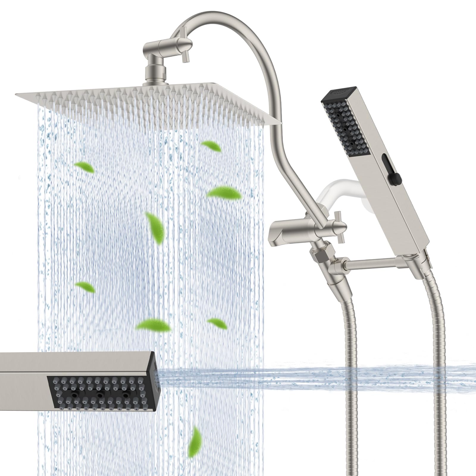 Pomme de douche entièrement en métal et bras réglable de 30,5 cm pour une élégance durable