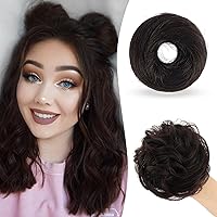Vista 40 de SOFEIYAN 2 piezas de clip de pinza mini en extensiones de moño de cabello con orejas de gato desordenadas, accesorio de peluca de dona sintética