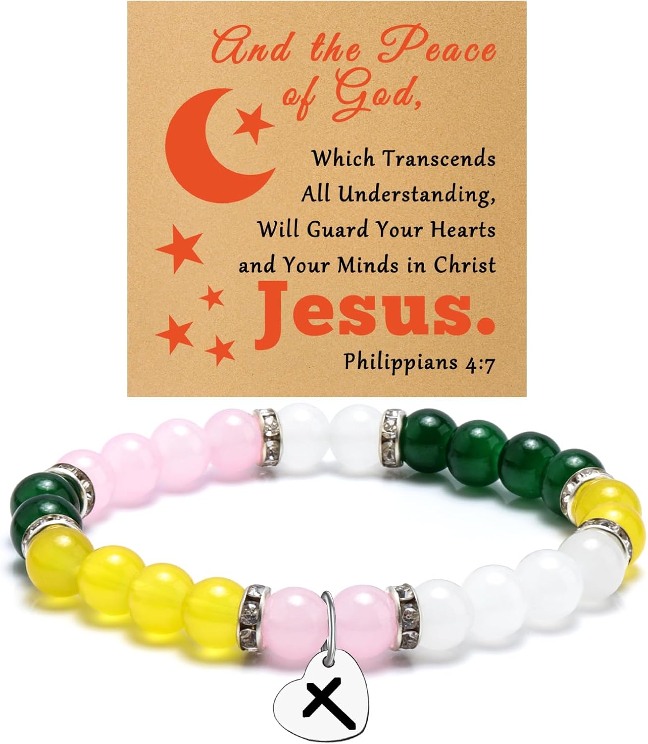 Christian Bible Verse Jewelry Bracelet Gift for Women Inspirational Scripture Gift for Her Mom Soul Sister Friend Daughter Catholic Religious Gifts for Women Beaded Bracelet with Massage Card