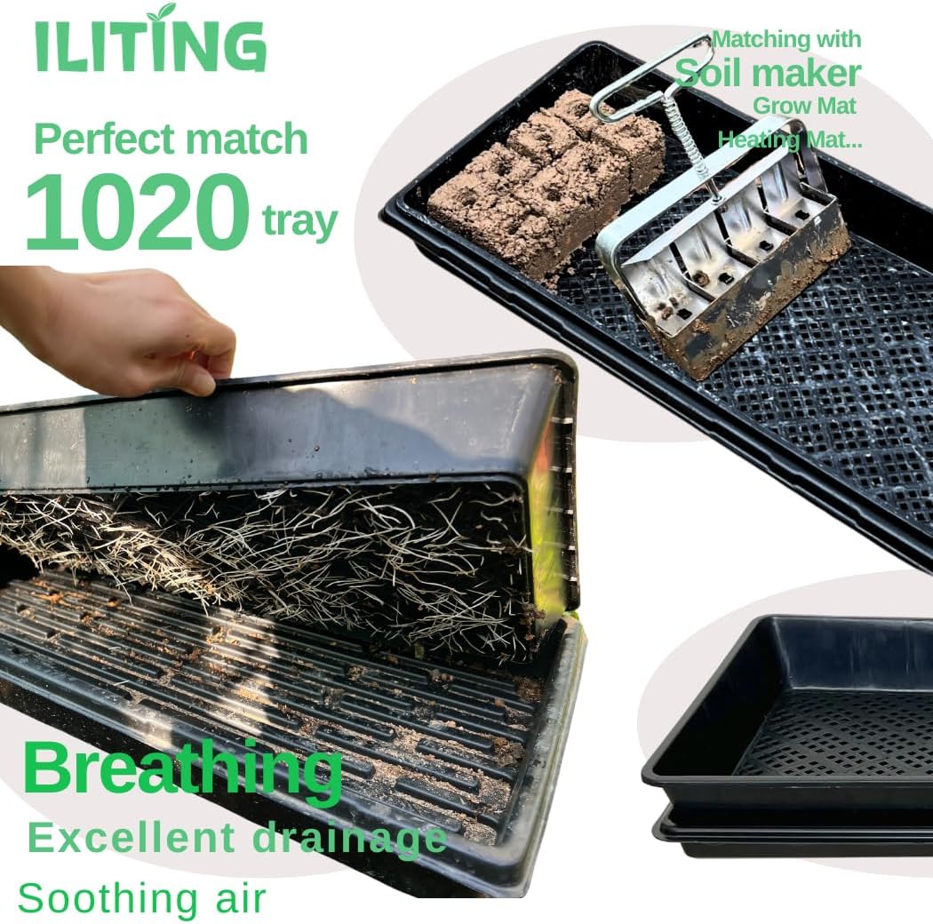 1020 Mesh Tray Soil Blocking Tray 1020 Trays Seedling Starter Trays 5 Pack Black 10x21 Inches for Microgreens Hydroponic