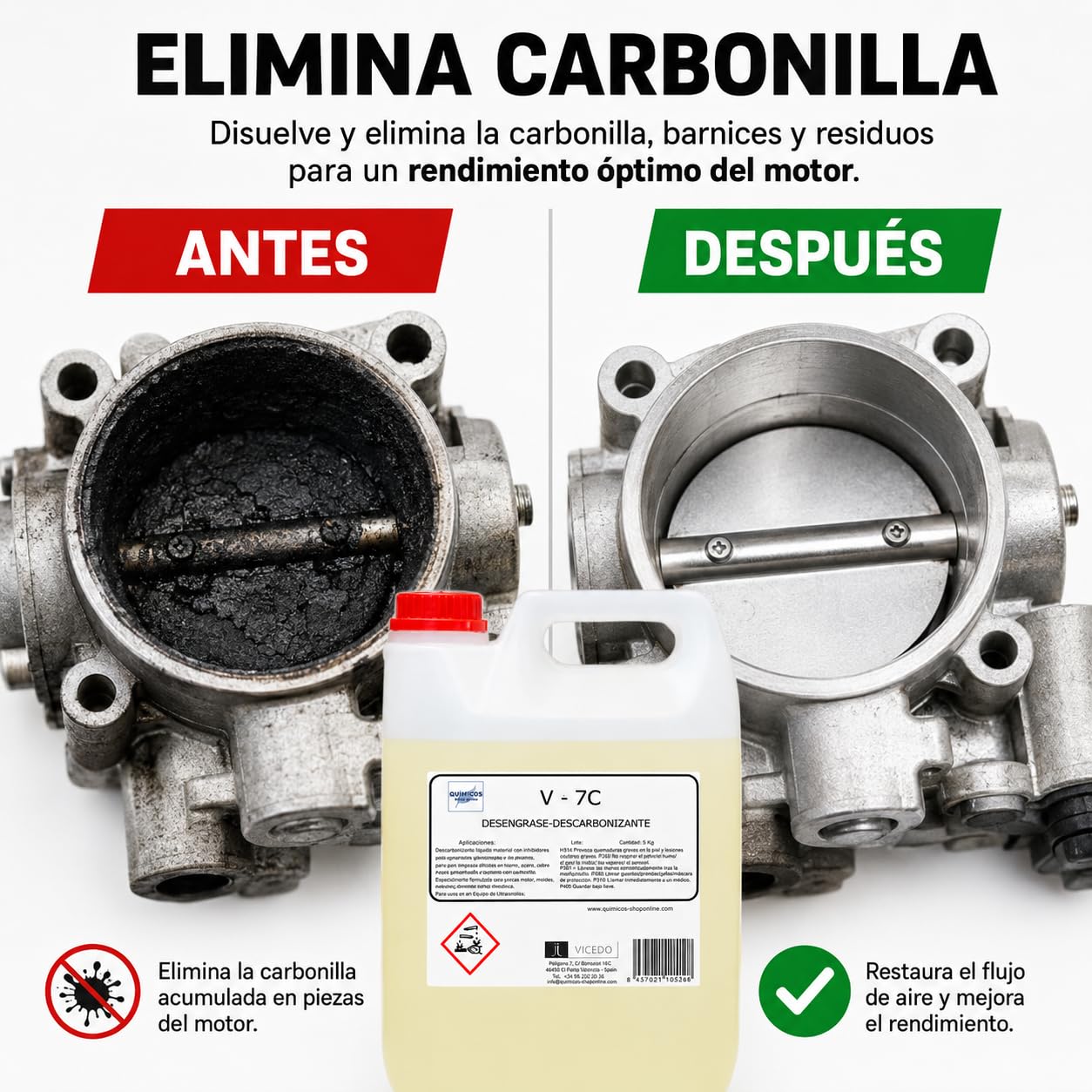 Limpiador Descarbonizante para Ultrasonidos V-7C 25 kg, Concentrado Multimetal para Motores, Culatas, Turbos y Piezas de Automoción