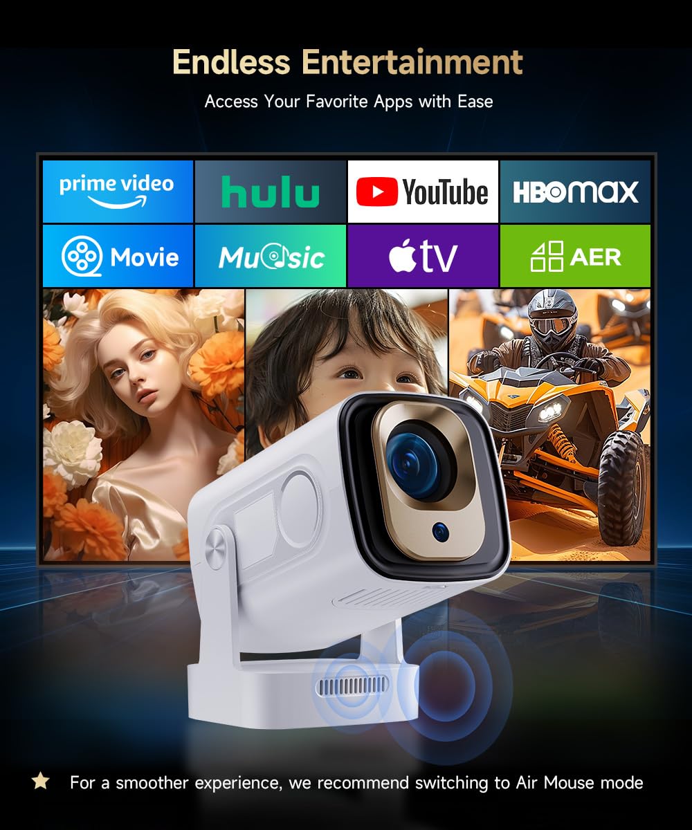 Magcubic Beamer, HY310 Mini Beamer 4K Unterstützung 1080P Autofokus Projektor, Auto Trapezkorrektur Heimkino Smart Projector mit WiFi6 BT5.4, 180°Dreh, 2025 Neu Tragbarer Videoprojektor