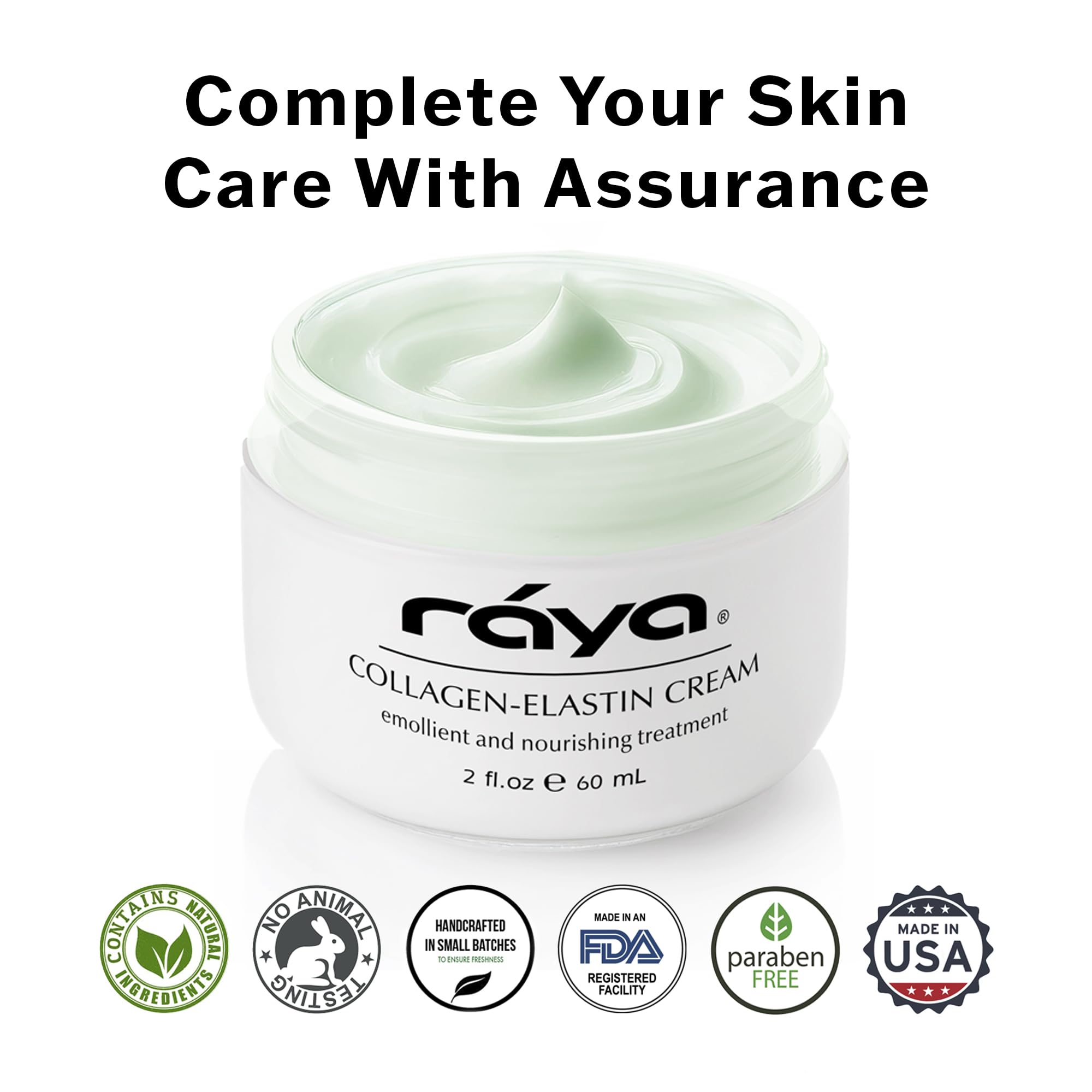 Raya Collagen-Elastin Cream 401 Face Cream for Dry Skin, 2 Oz