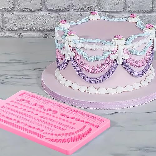 Miniatura 2 de Lambeth Borders - Molde de silicona para decoración de pasteles de crema batida, para fiestas de cumpleaños, baby showers, adornos de cupcakes de