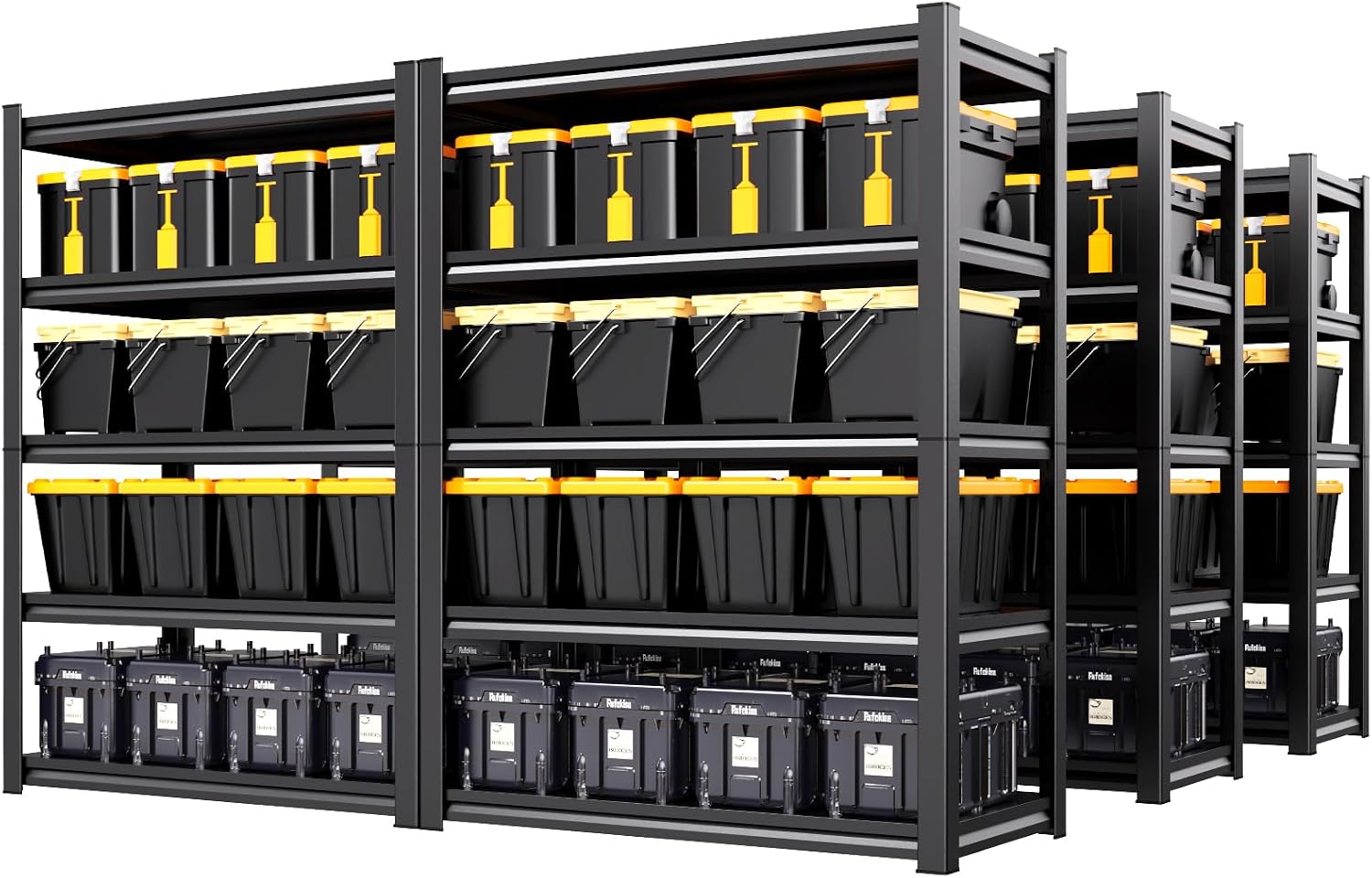 Set of 6 Garage Shelving Heavy Duty Storage Shelves, Metal Adjustable Shelving Unit, Utility Garage Organizer Shelf for Basement, Pantry, Kitchen, Warehouse,19.7" D x 45.7" W x 71.2" H, Black