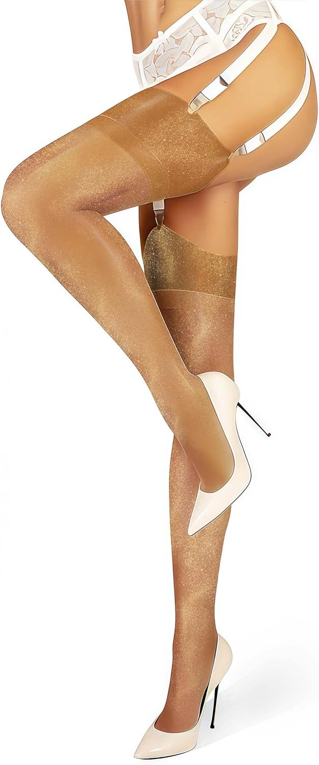 VOGEL VERE Classic Thigh High Stockings for Women, Inelasticity Retro Sheer Stockings for Daily Wear