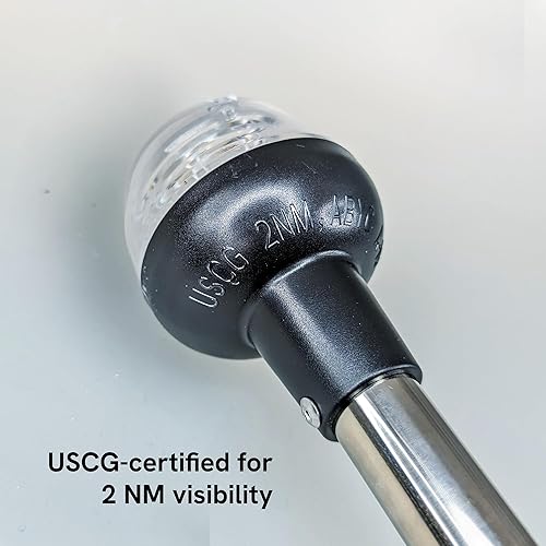 Miniatura 7 de Pactrade Marine Luz de popa de anclaje plegable ajustable con LED de navegación LED de acero inoxidable con poste de pontón (bases plegables dobles