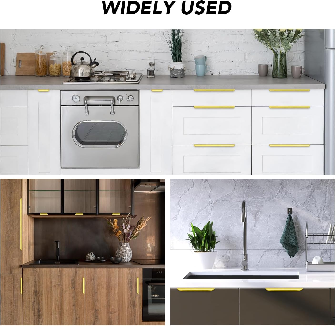 Ravinte 10 Pack Finger Pulls for Cabinets 256mm/10in Hole Center Tab Cabinet Handle Gold Finger Edge Pulls Concealed Handles for Kitchen Drawer Finger Cabinet Pulls 300mm/11.81" Length