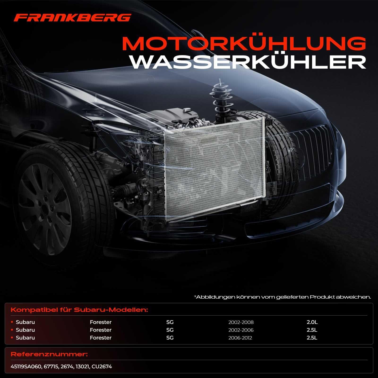Frankberg Kühler Motorkühlung Wasserkühler Kompatibel mit Forester SG 2.0L 2.5L Benzin 2002-2012 Replace# 45119SA060