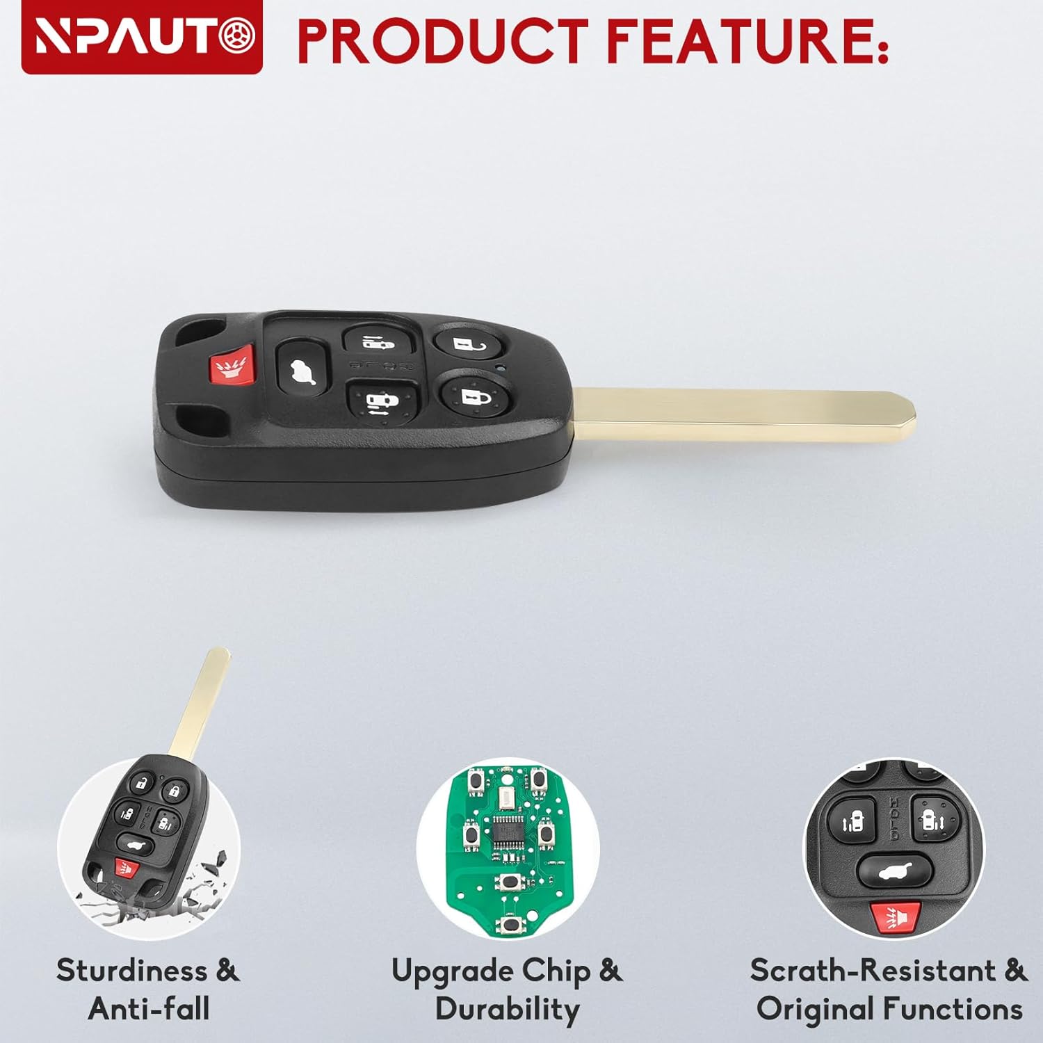 NPAUTO Key Fob Replacement Fits for Odyssey 2011 2012 2013 2014 - Keyless Entry Remote Control Head Car Key Fobs 6 Button Remote, N5F-A04TAA, 35118-TK8-A20