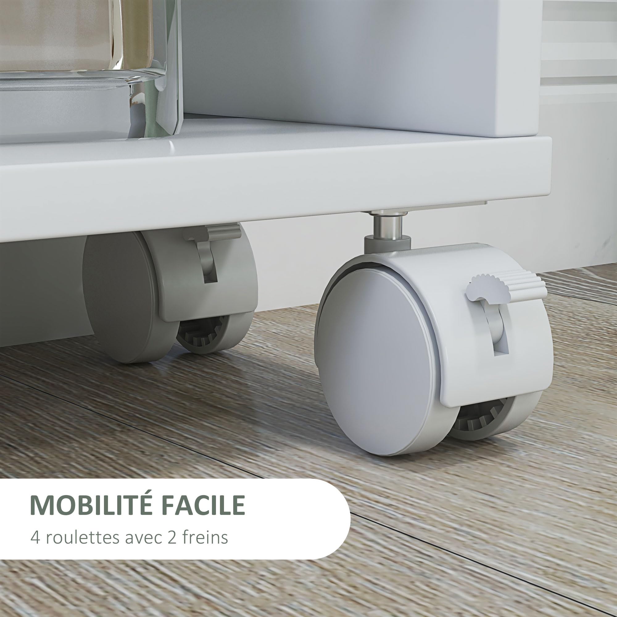 HOMCOM Carrello Servitore 4 Ripiani con Ruote e Maniglie Bianco