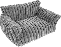 Sofá-cama para gatos, sofá de poliéster macio para gatos com fundo antiderrapante, sofá removível para ambientes internos, confortável para cães e gatos pequenos (cinza, 64 x 45 x 25 cm)