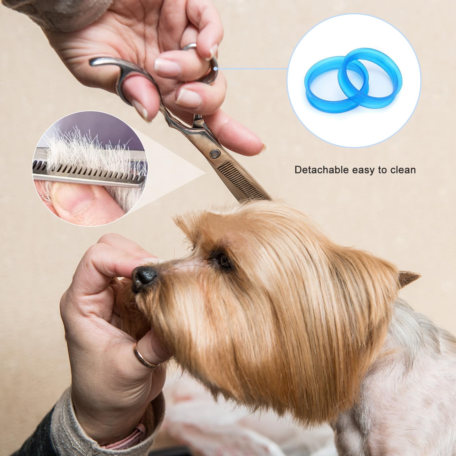Diompirux 5 En 1 Tijeras Peluqueria Canina Para Perros, con 1 tijera para adelgazar, 2 tijeras curvas, 1 tijera recta, 1 peine, Profesional Gato Perro Aseo Tijeras, para perros, gatos