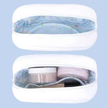 Roffatide Small Women Girls Cosmetic Bag Anime Makeup Bag Portable Zipper Pouch Case White