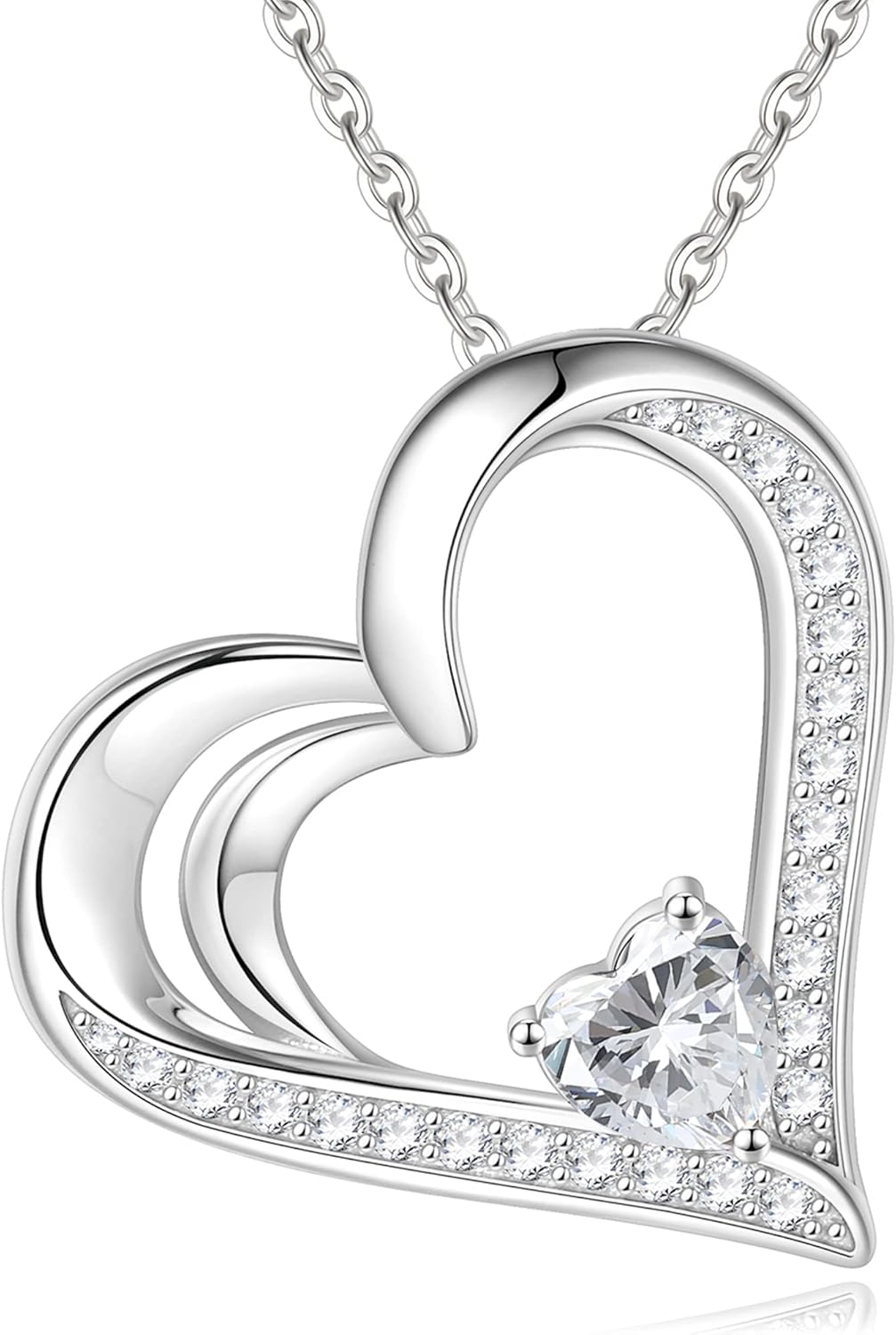 GLIVEOR 925 Sterling Silver Birthstone Necklace Heart Necklace for Women Gifts for Women