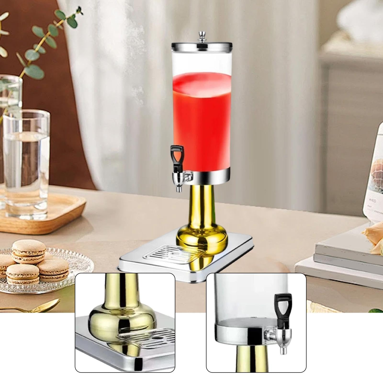 rockible Dispensador Automático de Agua Caliente Y Fría con Bandeja Antigoteo, 3 litros, para Restaurantes, Oro, Individual