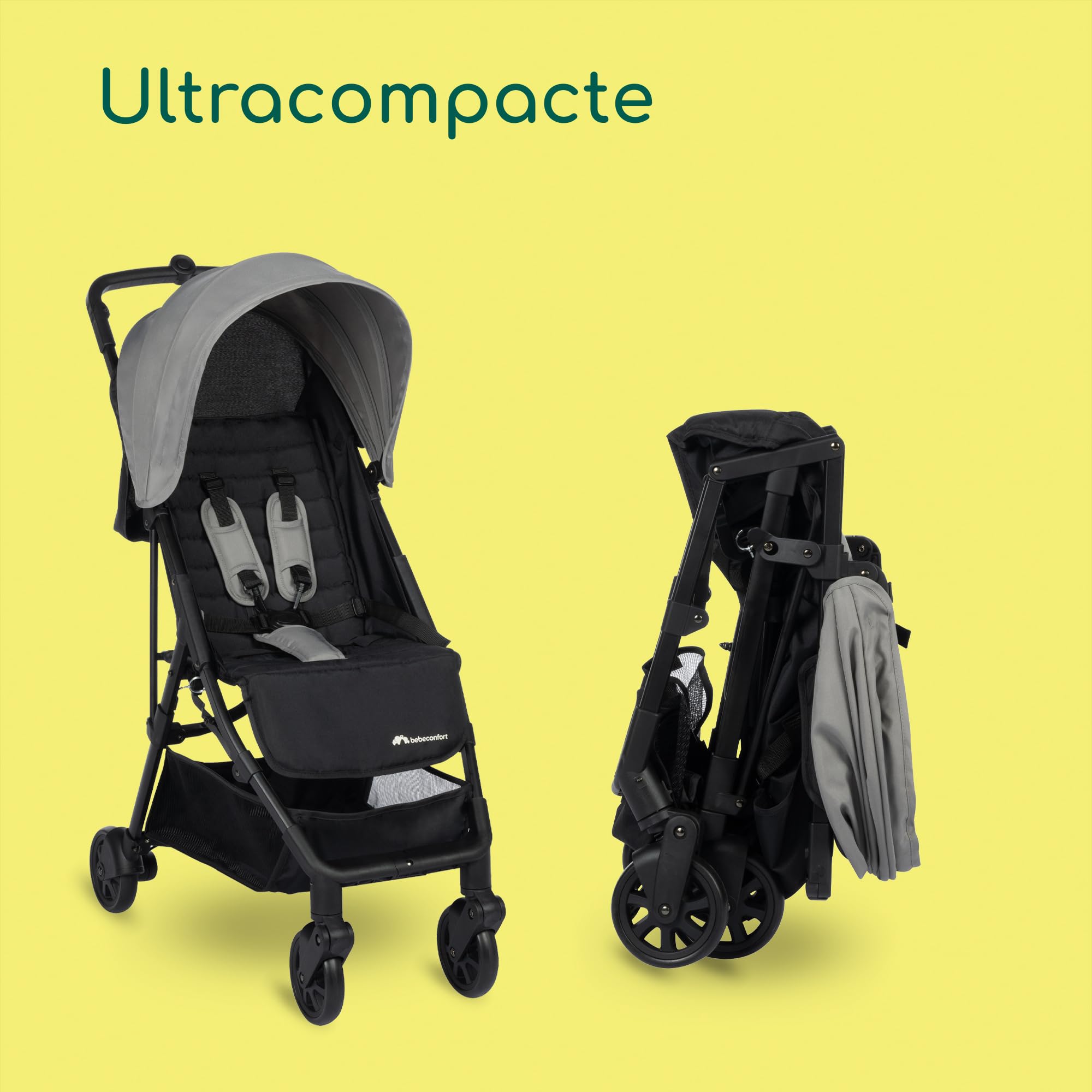 Bebeconfort Teeny 3D, poussette canne ultra compacte, poussette légère, de la naissance jusqu'à environ 4 ans, jusqu'à 22 kg, Tinted Grey