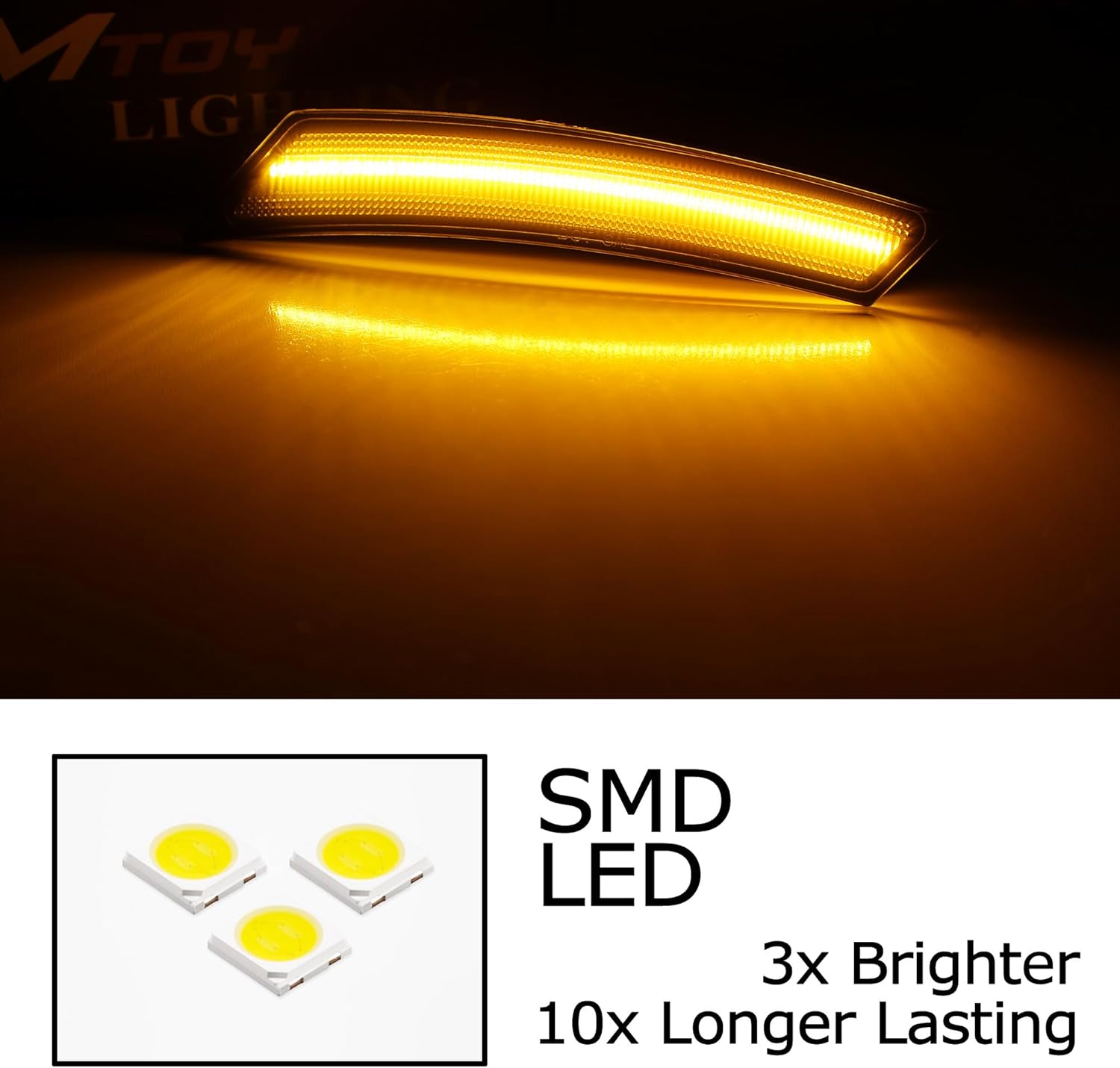 iJDMTOY Black-Out Smoked Lens Amber Yellow Full LED Strip Front Bumper Wheel Arch Side Marker Light Kit Compatible With Nissan 2022-up Gen3 Frontier, Replace OEM Amber Bulb-Less Sidemarkers