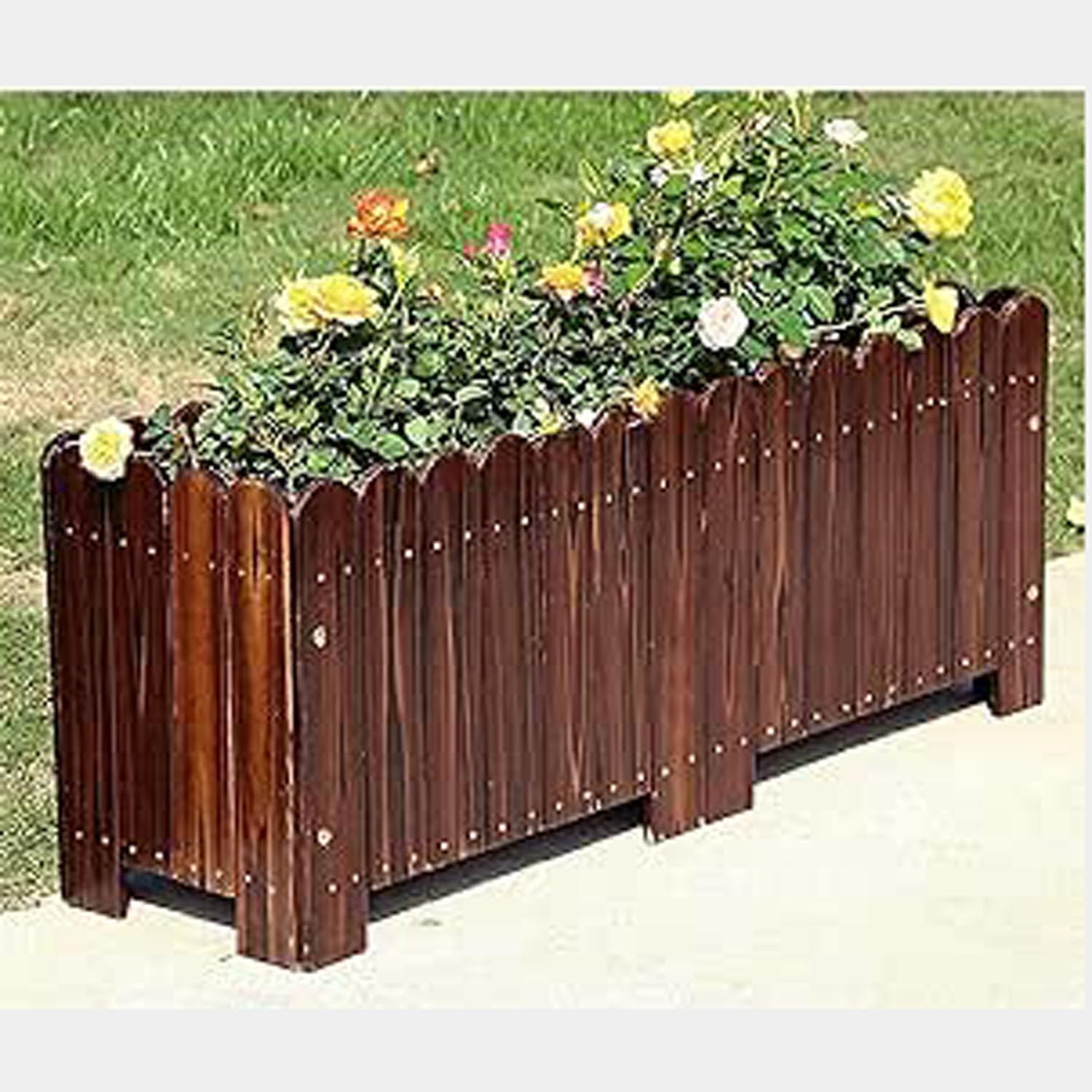 LINGWEI Versatile Rectangular Wooden Planter Box – Elegant Indoor & Outdoor Flower Pot for Plants, Succulents, Vegetables, and Flowers – Stylish Garden Decor for Terrace & Home (Big)