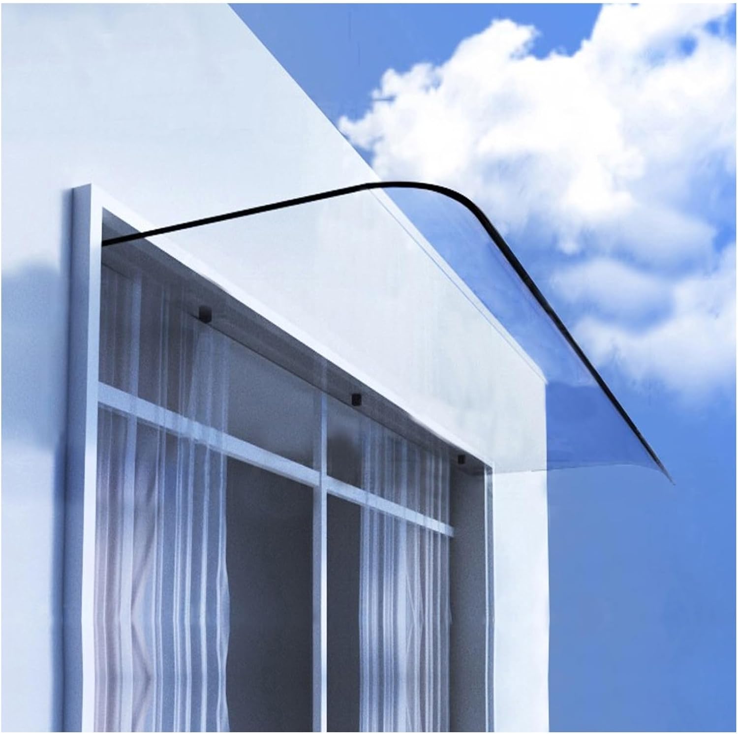 Invisible Window Awning Door Awning, Patio Awning Rain Shelter Cover,Transparent front door awning，Soundproofing Rainproof Outdoor Awning, Curved Front Door Canopy ( Size : 40*440cm/15.7*173.2in )