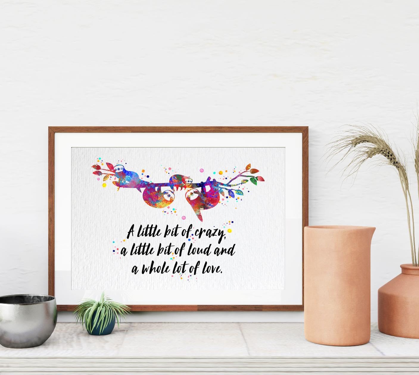 Dignovel Studios 13X19 Unframed Sloth Family of Four Parents Motherhood Watercolor Art Print Poster Wall Nursery Kids Office Home Decor DN628