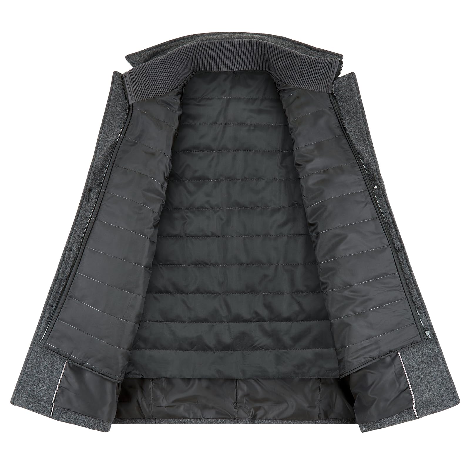 Herren Mantel und gepolsterte Weste 2-in-1 mittellanger Wintermantel | Wollmix-Mantel mit einreihigen Knöpfen, Business und Freizeit, geeignet für Büro, Pendeln und Alltag im Winter