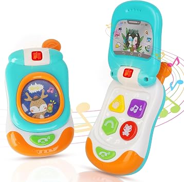 Baby Phone Toys with musicial and Light, Flip Phone Educational Toddler Toys Blue
