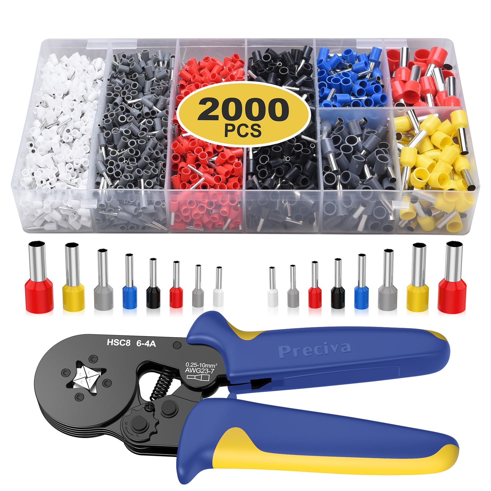 Pince à sertir à cliquet Preciva pour rénover votre tableau électrique avec 2000 embouts fournis