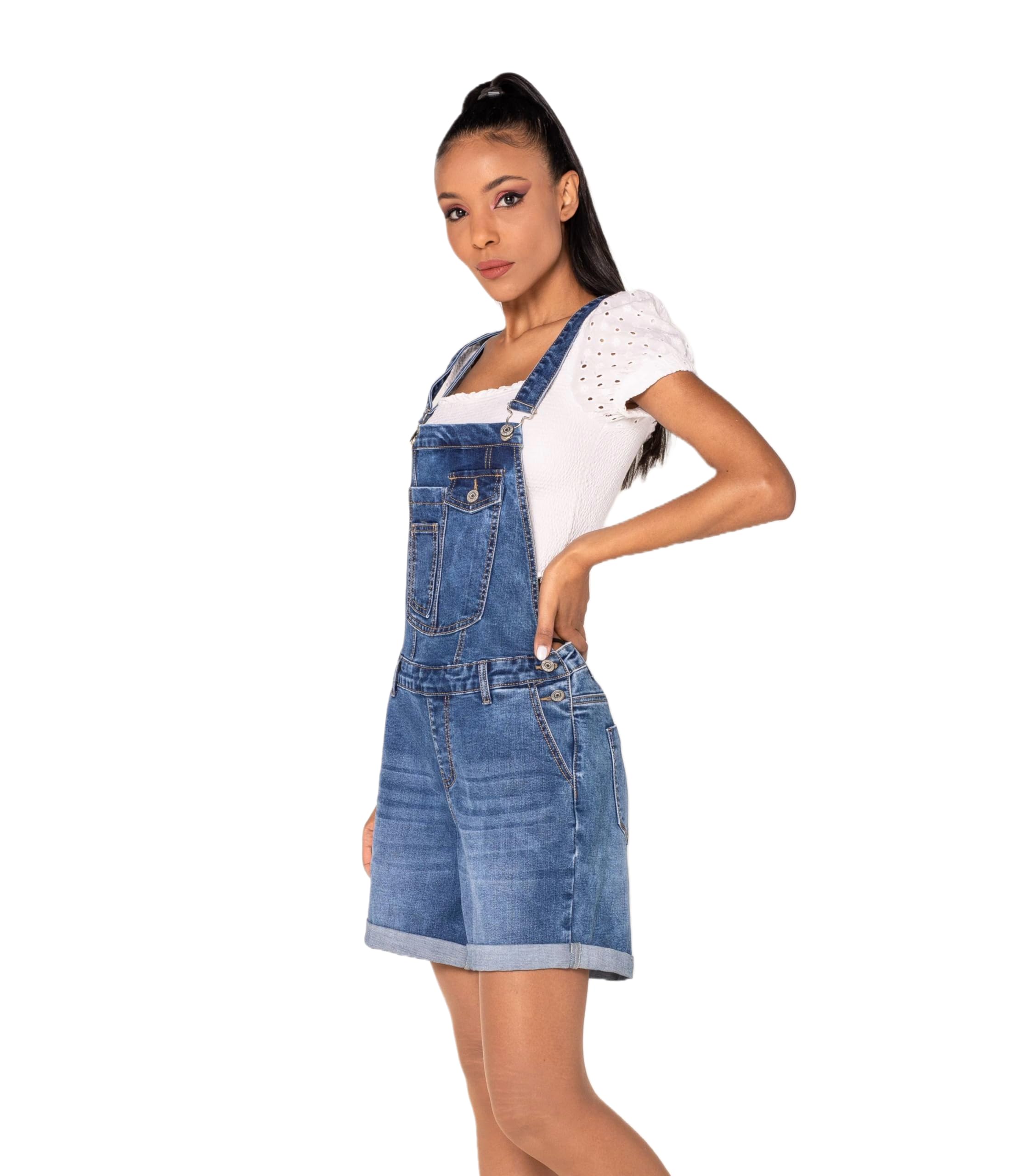 Nina Carter S511 Damskie krótkie ogrodniczki Jeans Boyfriend Denim Kombinezon Kombinezon UsedLook Used Look kombinezon letni