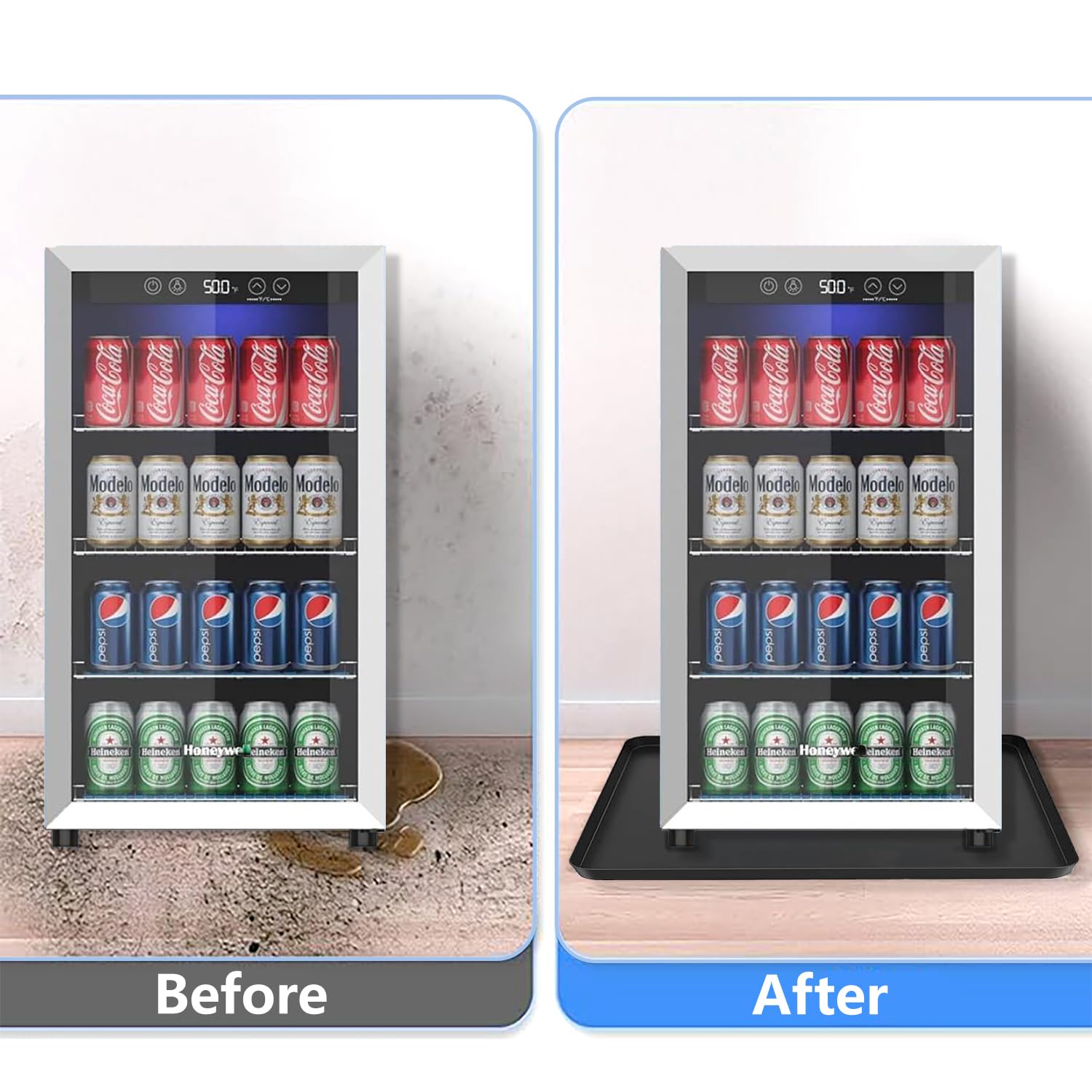 Mini refrigerador de silicona con borde elevado, mini refrigerador de 19.7 x 19.7 x 0.6 pulgadas que protege el equipo de fugas y derrames debajo de la alfombra, proporcionando una protección final 6