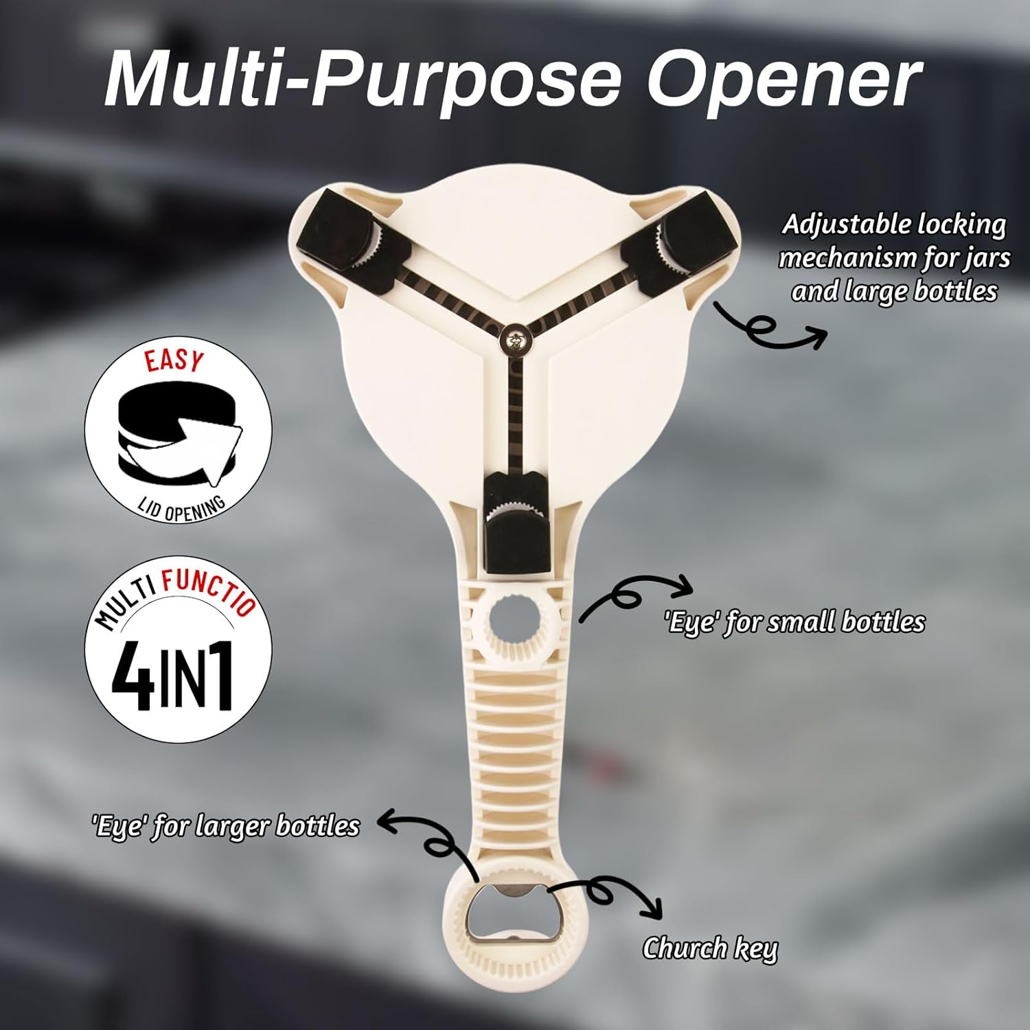 Adjustable Gripper Opener for Jars and Bottles, Strain-Free Jar Opener, Bottle Opener Multi-Functional - Image 4