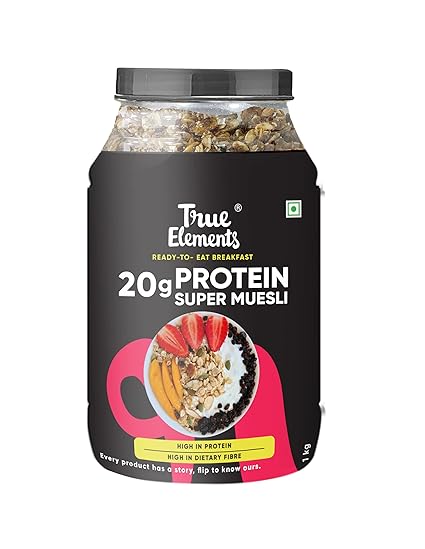 Protein Muesli 1kg - 20g Clean Protein | With 15% Millets, Almonds, Seeds & Black Currant | High Protein Breakfast Cereal