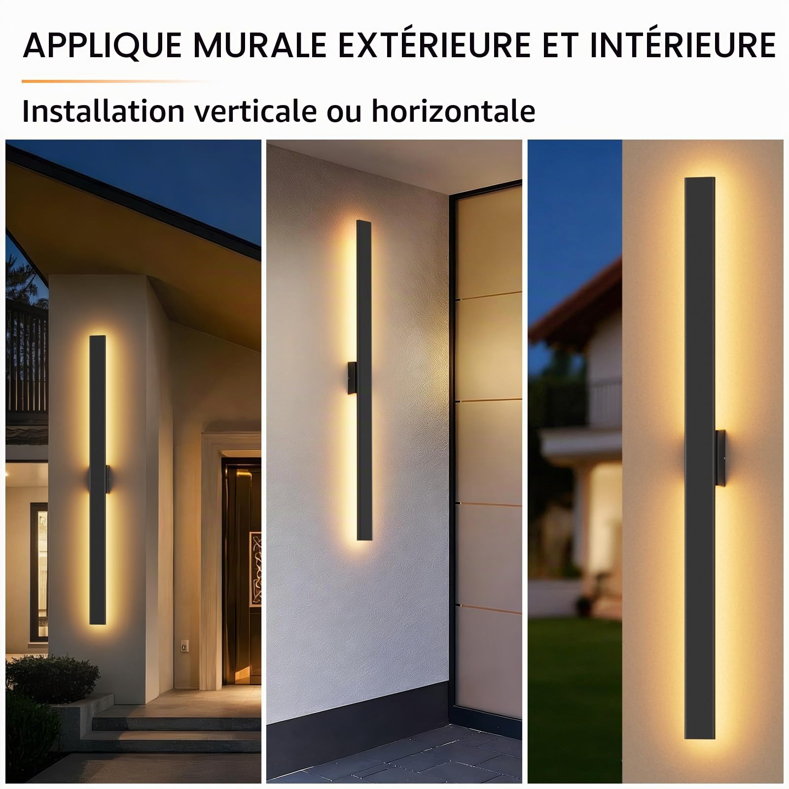 Klighten 35W Applique Murale Exterieur 3 Température de Couleur, Noir