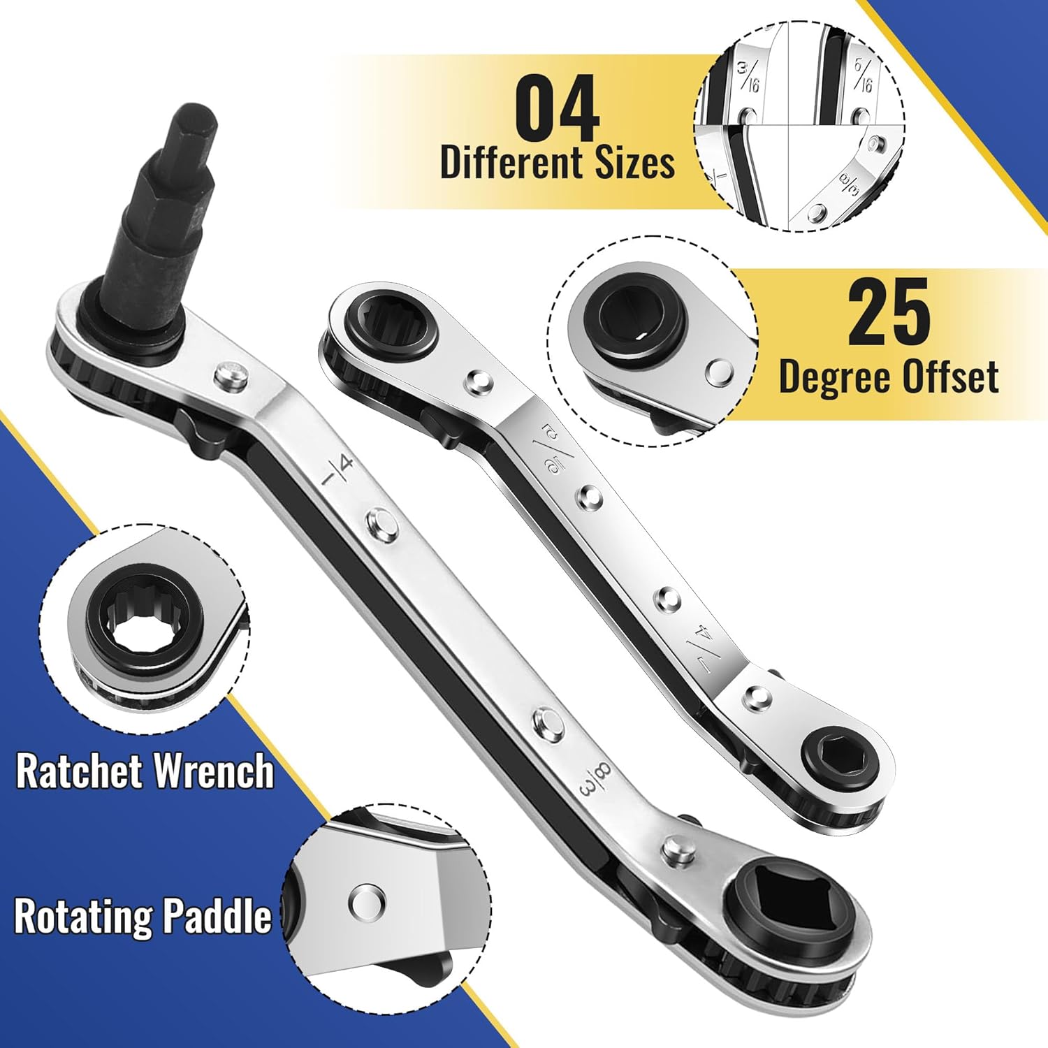 Dreyoo Valve Core Removal Tool HVAC, 2 HVAC Service Wrench 3/16", 5/16", 1/4", 3/8", 20 Pcs Valve Cores with Seal, 5 Brass Nuts And 1 Valve Core Rod Compatible with R410a R32 R22 R12 R407 R404 R600