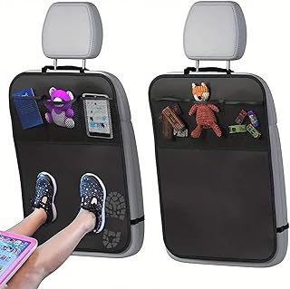 2 Stück Autositz Schutz Rückseite Kinder, Rückenlehnenschutz Auto, Autositzschoner Kindersitz, Rücksitzschoner Auto Kinder Der Vordersitze Wasserdicht Pflegeleicht, Mit 3 Taschen Für Wasser Und Staub