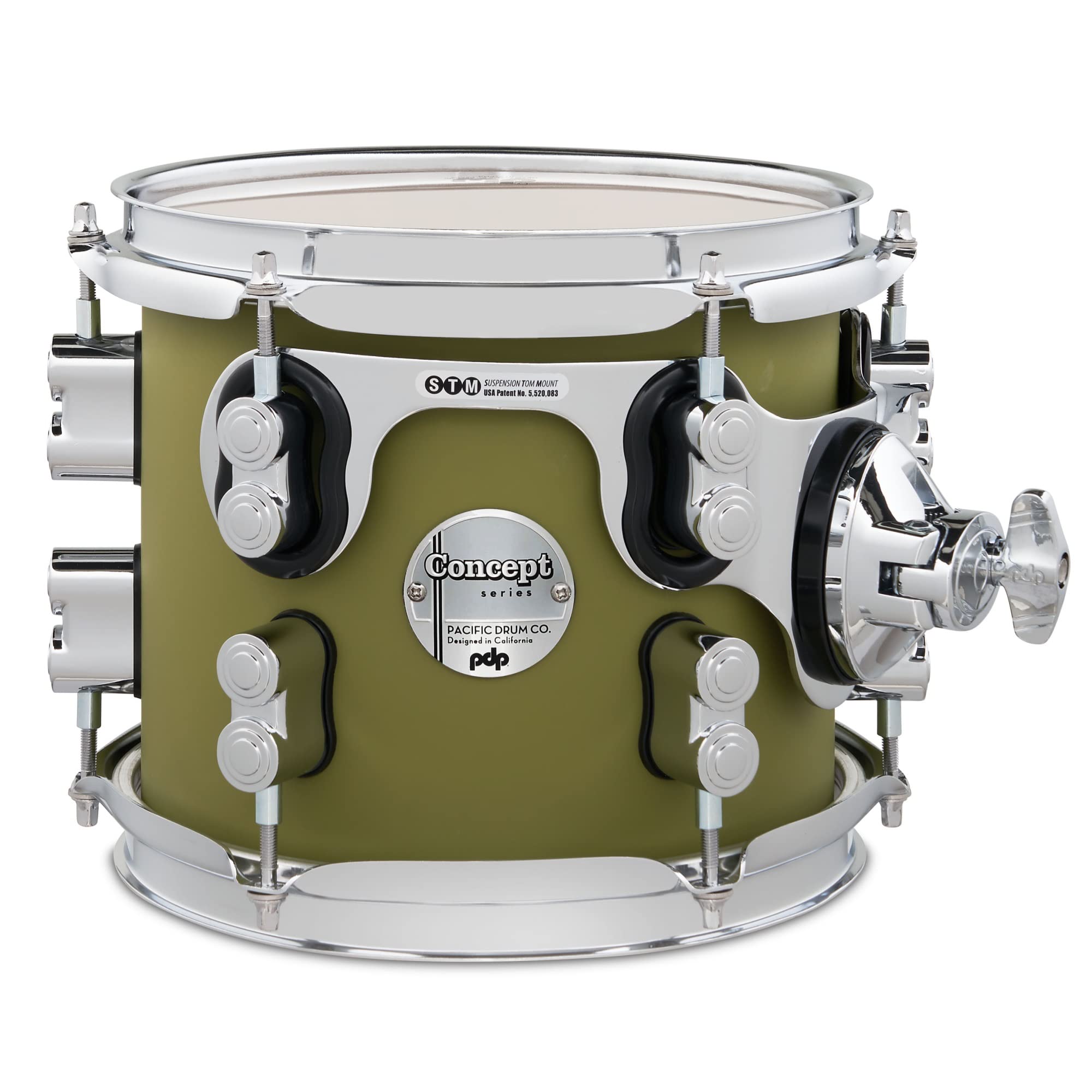 Pacific Drums Concept Maple Tom, 20.3 cm x 17.8 cm, Ply de acabado en oliva satinado | Casco de arce europeo, hardware DW