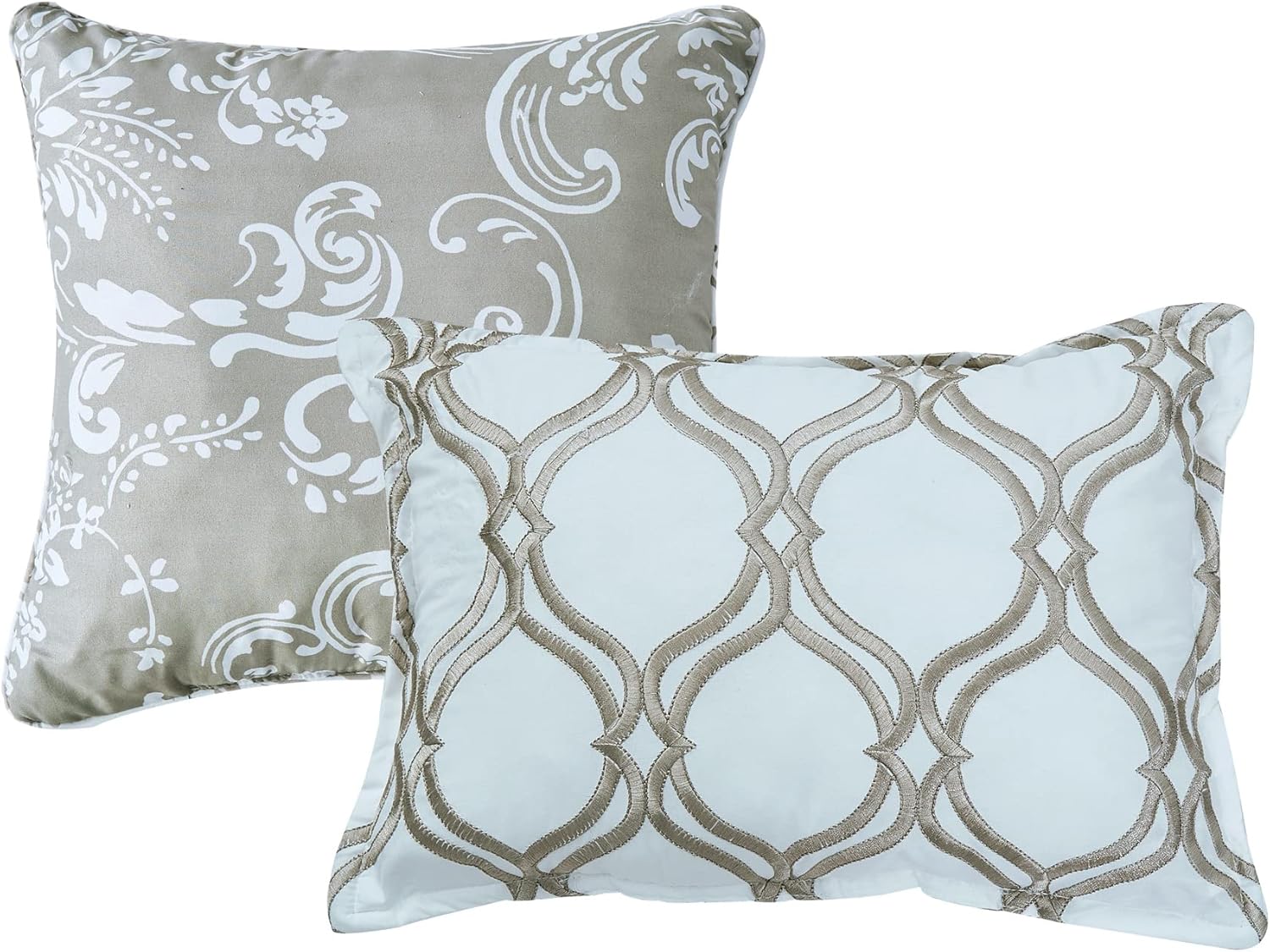HESTIN 5 Piece Boho King Size 102" x 90" Reversible Bedspread Quilted Coverlet with Floral Design, Oatmeal (Curtains Not Included)