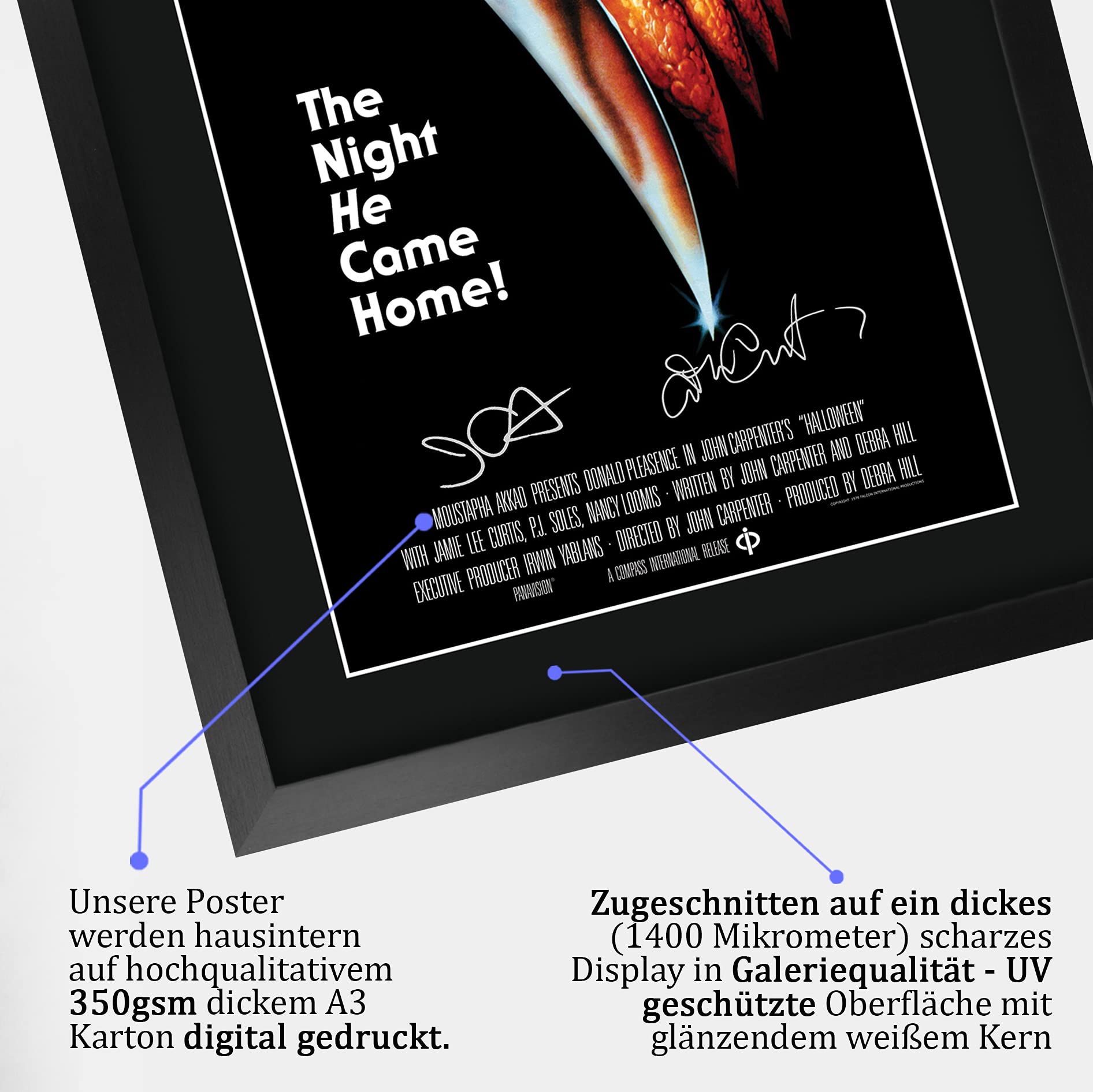 HWC Trading Halloween Geschenke Geduckter Poster Signiertes Autogramm Foto für Fans von Film Memorabilien - A3 Gerahmt