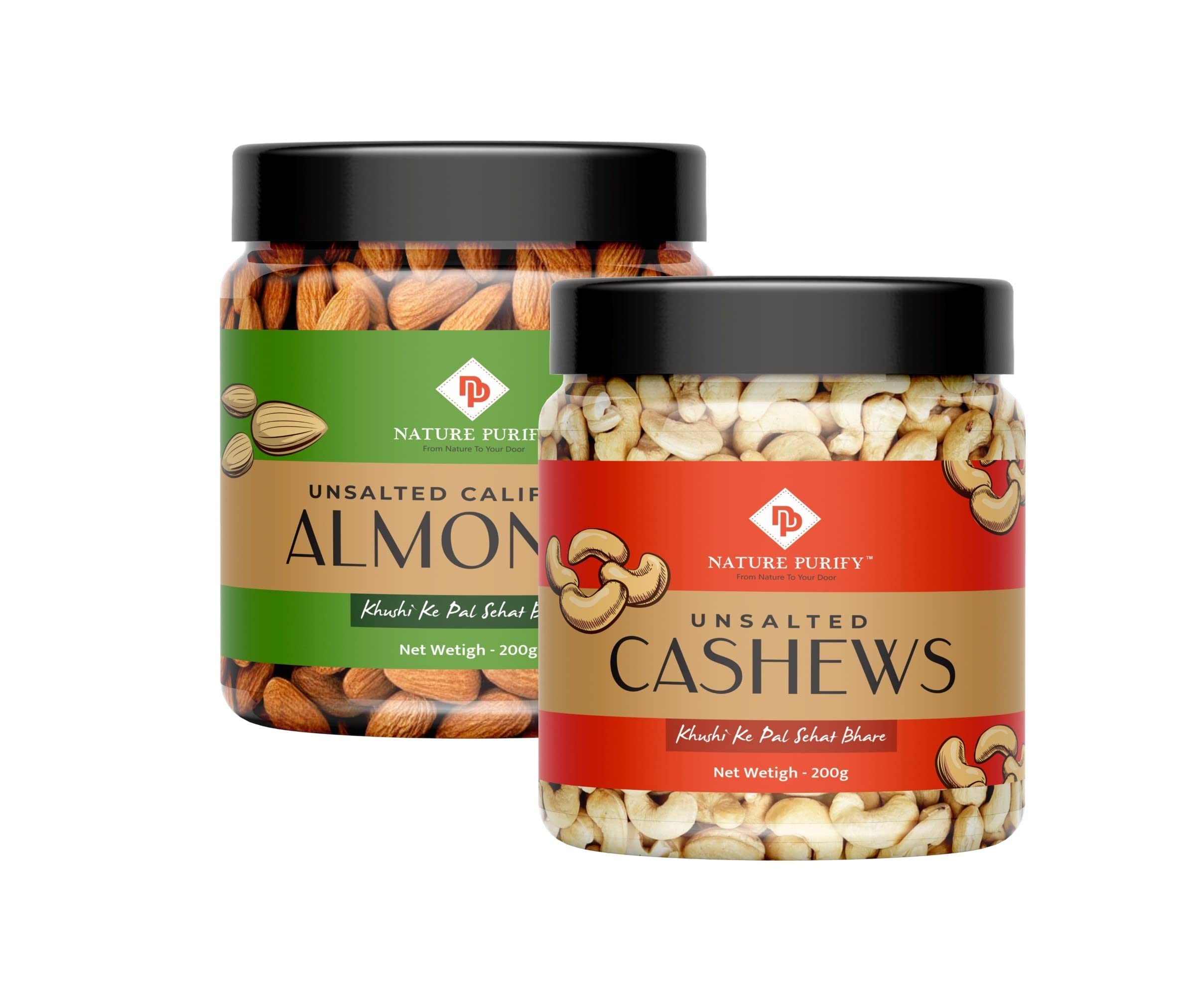 Nature Purify Dry Fruit Almond + Cashew All Premium Nutritious Nuts | Rich in Fibre, Boost Immunity Badam | Delicious, Crunchy Kaju - 200gm Each (Pack of 2) (B09WYY8Z12) Amazon Price History, Amazon Price Tracker